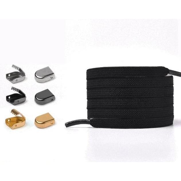 Flat Elastic Shoelaces - Black - Shoelace