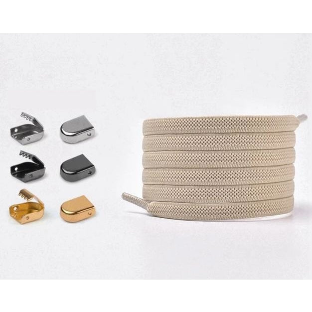 Flat Elastic Shoelaces - Khaki - Shoelace