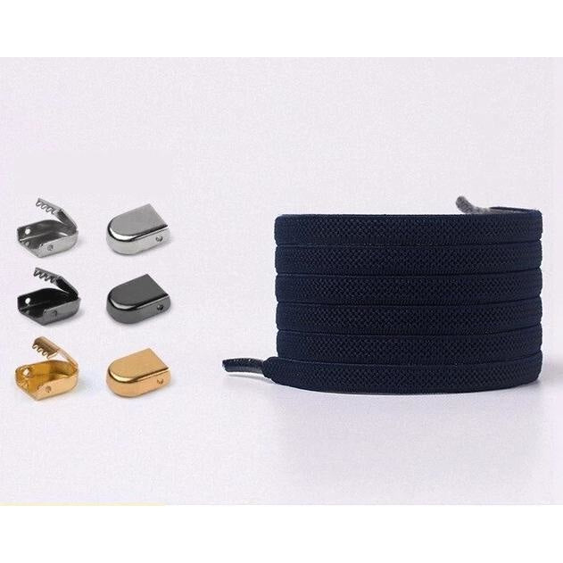 Flat Elastic Shoelaces - Navy Blue - Shoelace