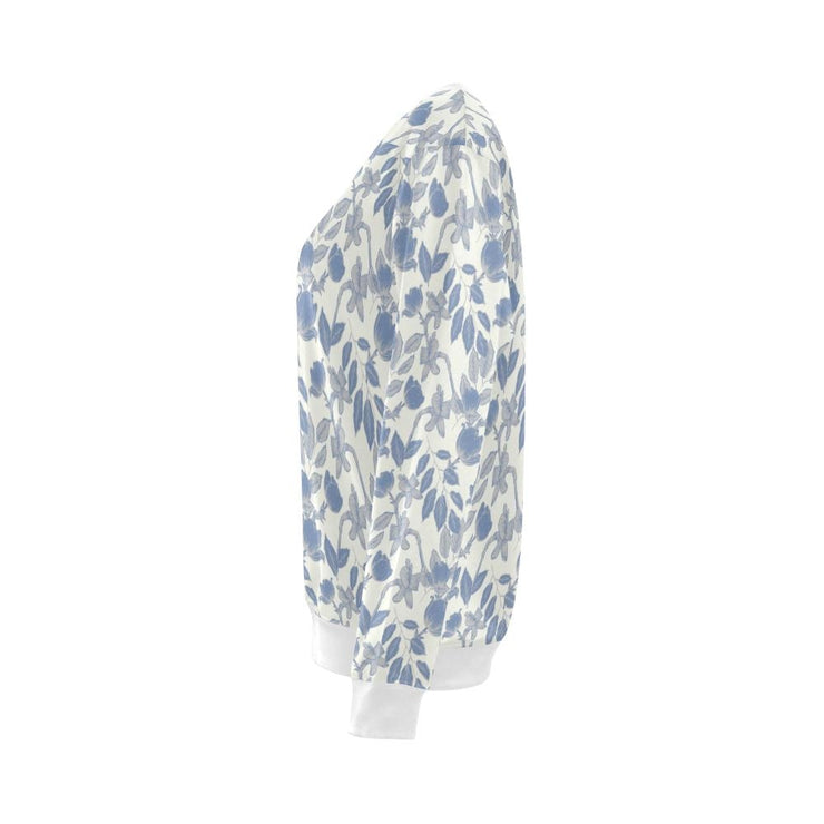 Lacey Ivory Blue Crewneck Top - Crewneck Top