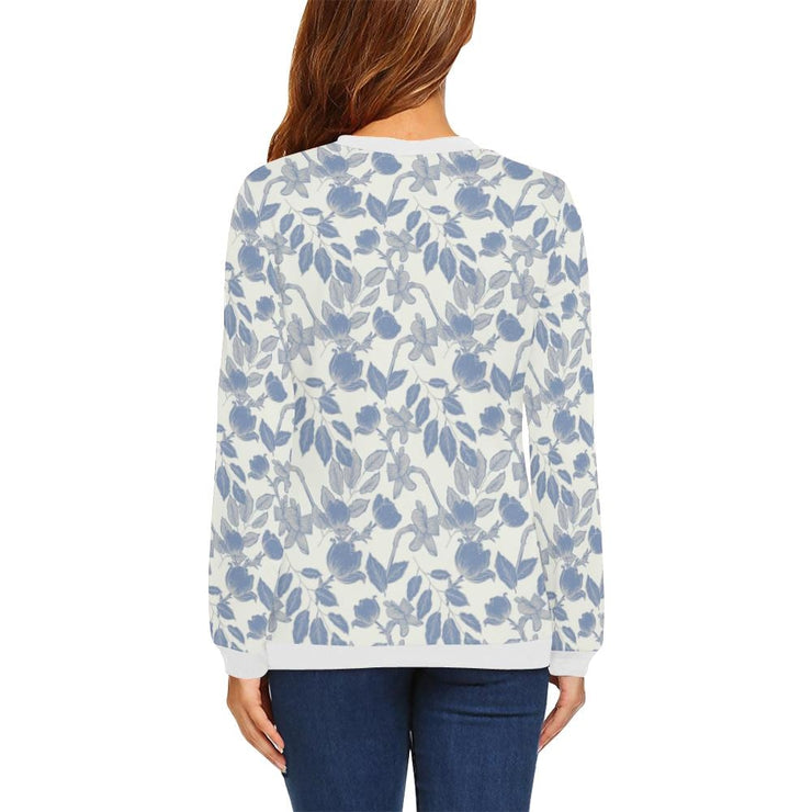 Lacey Ivory Blue Crewneck Top - Crewneck Top