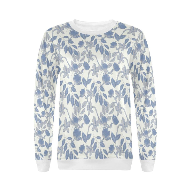 Lacey Ivory Blue Crewneck Top - XS - Crewneck Top