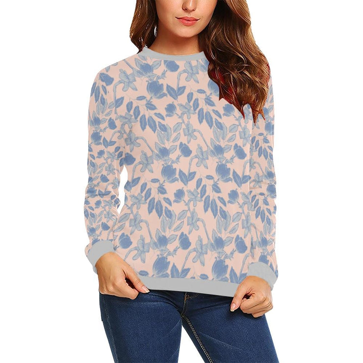 Lacey Pink Blue Crewneck Top - Crewneck Top