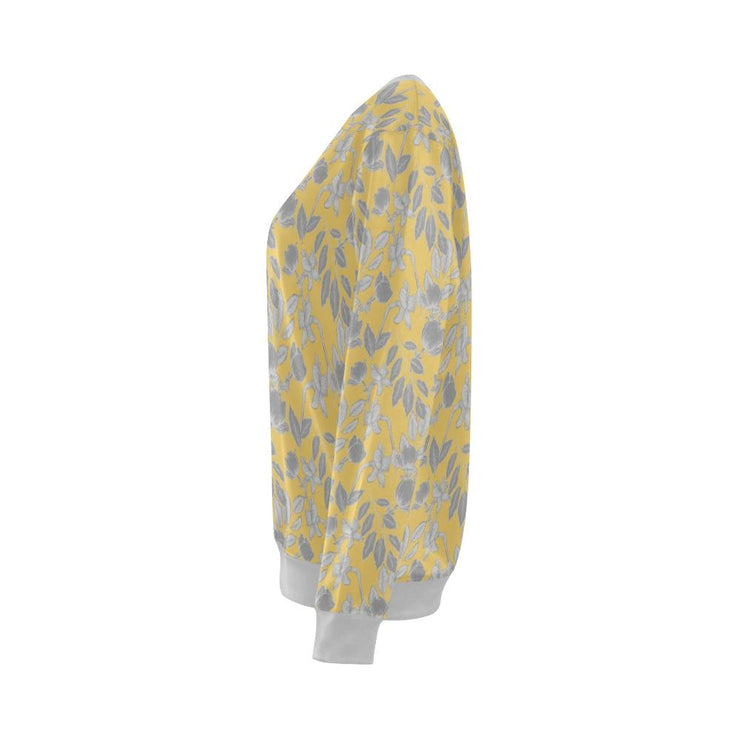 Lacey Yellow Grey Crewneck Top - Crewneck Top