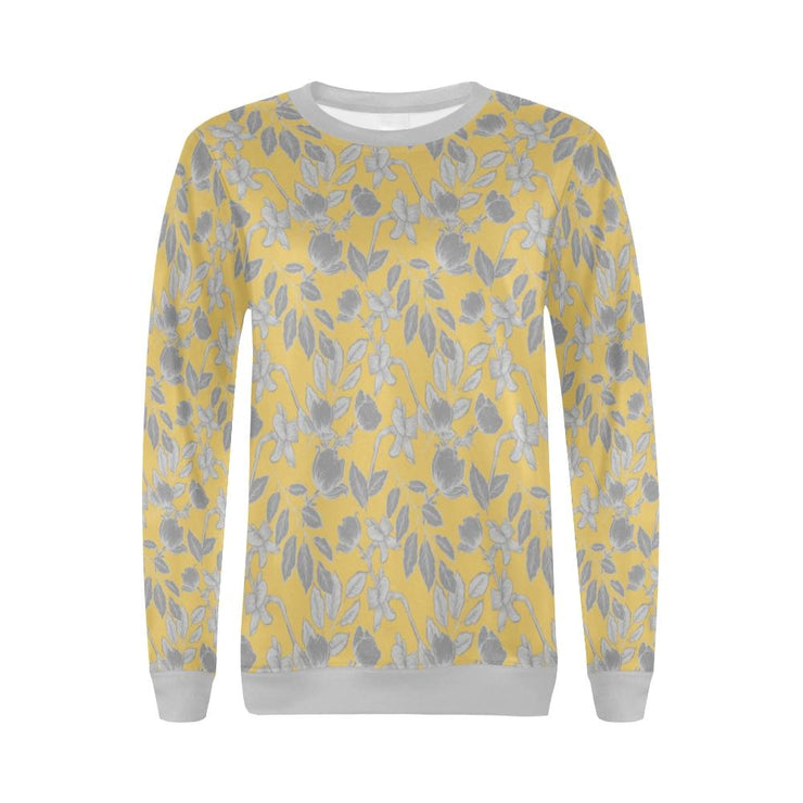 Lacey Yellow Grey Crewneck Top - XS - Crewneck Top