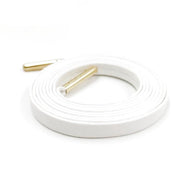 Luxury Leather Shoelaces - 1212 White gold tips / 100 cm - Shoelace