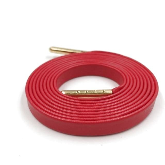 Luxury Leather Shoelaces - 1213 Red gold tips / 100 cm - Shoelace