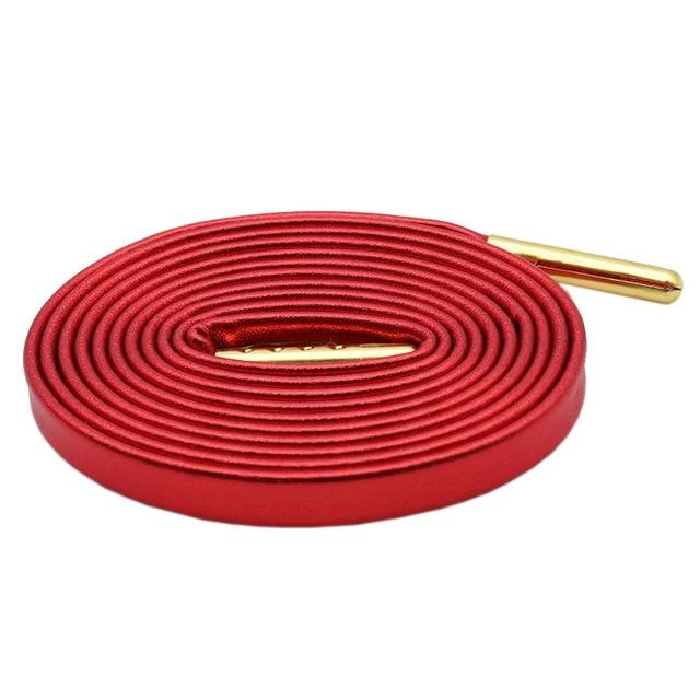 Metallic Leather Shoelaces - Red Golden / 140 cm - Shoelace