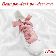 Two-Tone Satin and Velvet Shoelaces - Bean powder powder / 80 cm - Shoelace