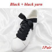 Two-Tone Satin and Velvet Shoelaces - Black black / 120 cm - Shoelace