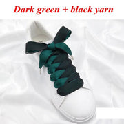 Two-Tone Satin and Velvet Shoelaces - Dark green black / 80 cm - Shoelace
