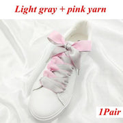 Two-Tone Satin and Velvet Shoelaces - Light gray pink / 80 cm - Shoelace