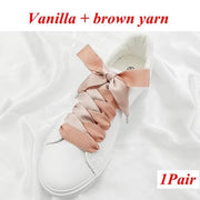 Two-Tone Satin and Velvet Shoelaces - Vanilla brown / 80 cm - Shoelace