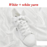 Two-Tone Satin and Velvet Shoelaces - White white / 80 cm - Shoelace