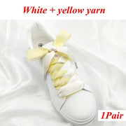 Two-Tone Satin and Velvet Shoelaces - White yellow / 120 cm - Shoelace