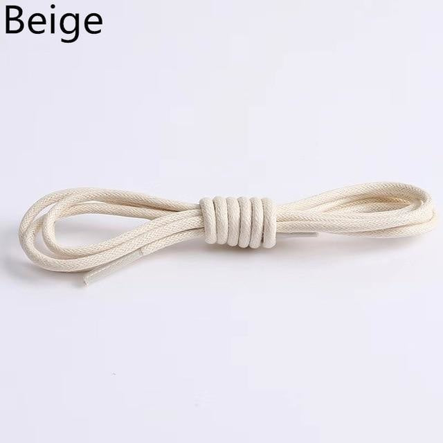 Waxed Round Leather Shoelaces - Beige-4 / 120 cm - Shoelace