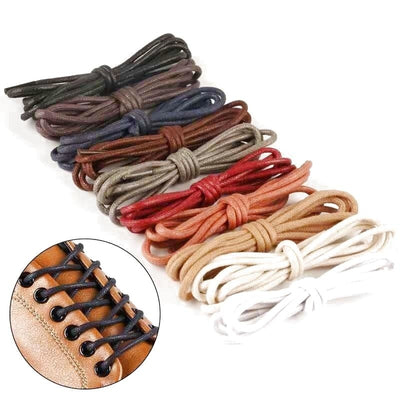Waxed Round Leather Shoelaces - Shoelace