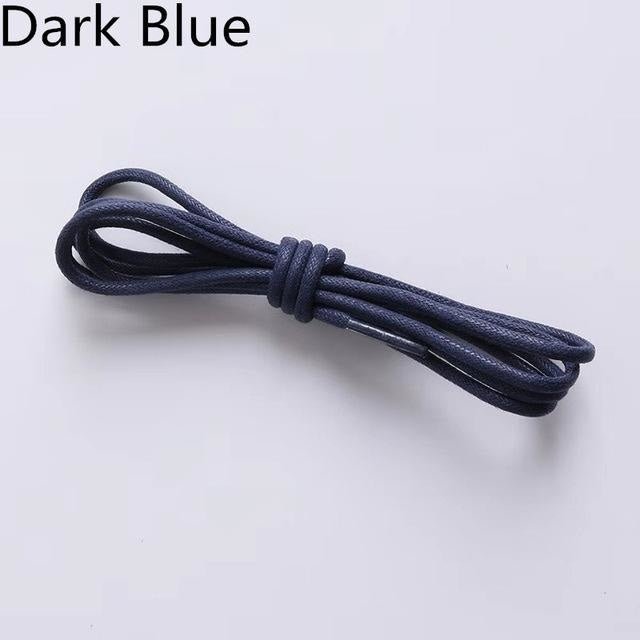 Waxed Round Leather Shoelaces - Dark Blue-2 / 140 cm - Shoelace