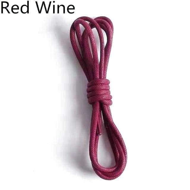 Waxed Round Leather Shoelaces - Red Wine-5 / 100 cm - Shoelace