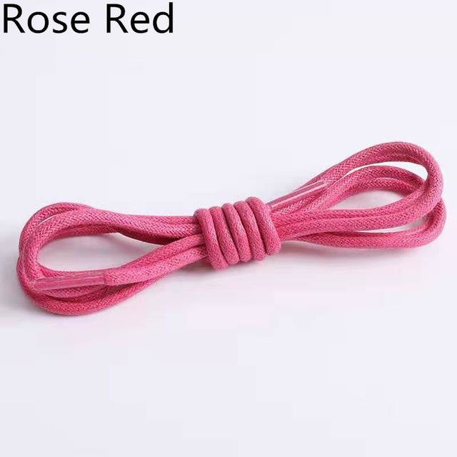 Waxed Round Leather Shoelaces - Rose Red-7 / 100 cm - Shoelace