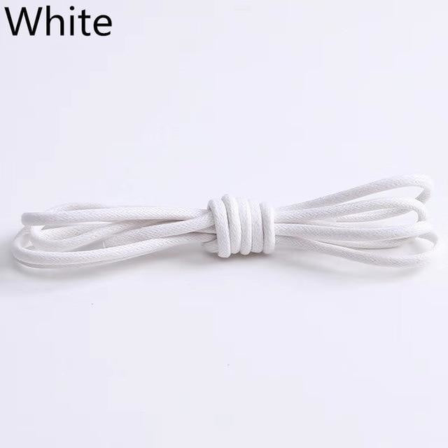 Waxed Round Leather Shoelaces - White-1 / 60 cm - Shoelace